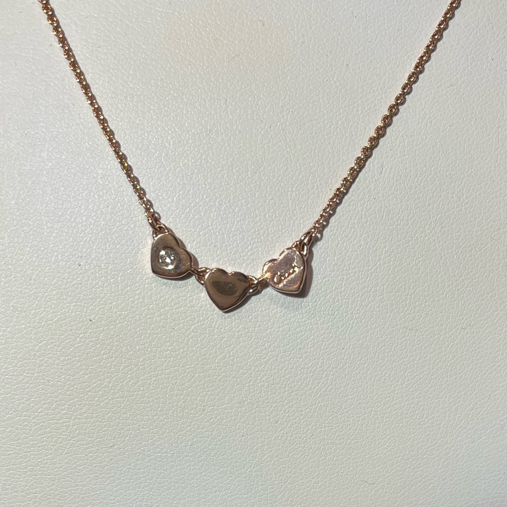 NWOT Coach Hearts Rosegold Necklace #F90610 - Picture 1 of 3